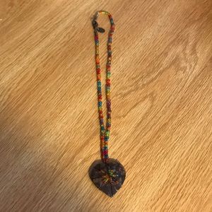 Rainbow bead heart necklace